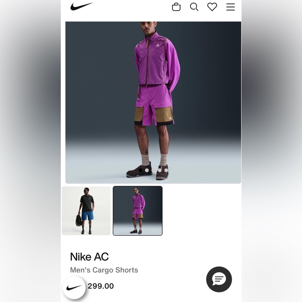 Nike AC Men's Cargo Shorts - Purple with brown Pockets